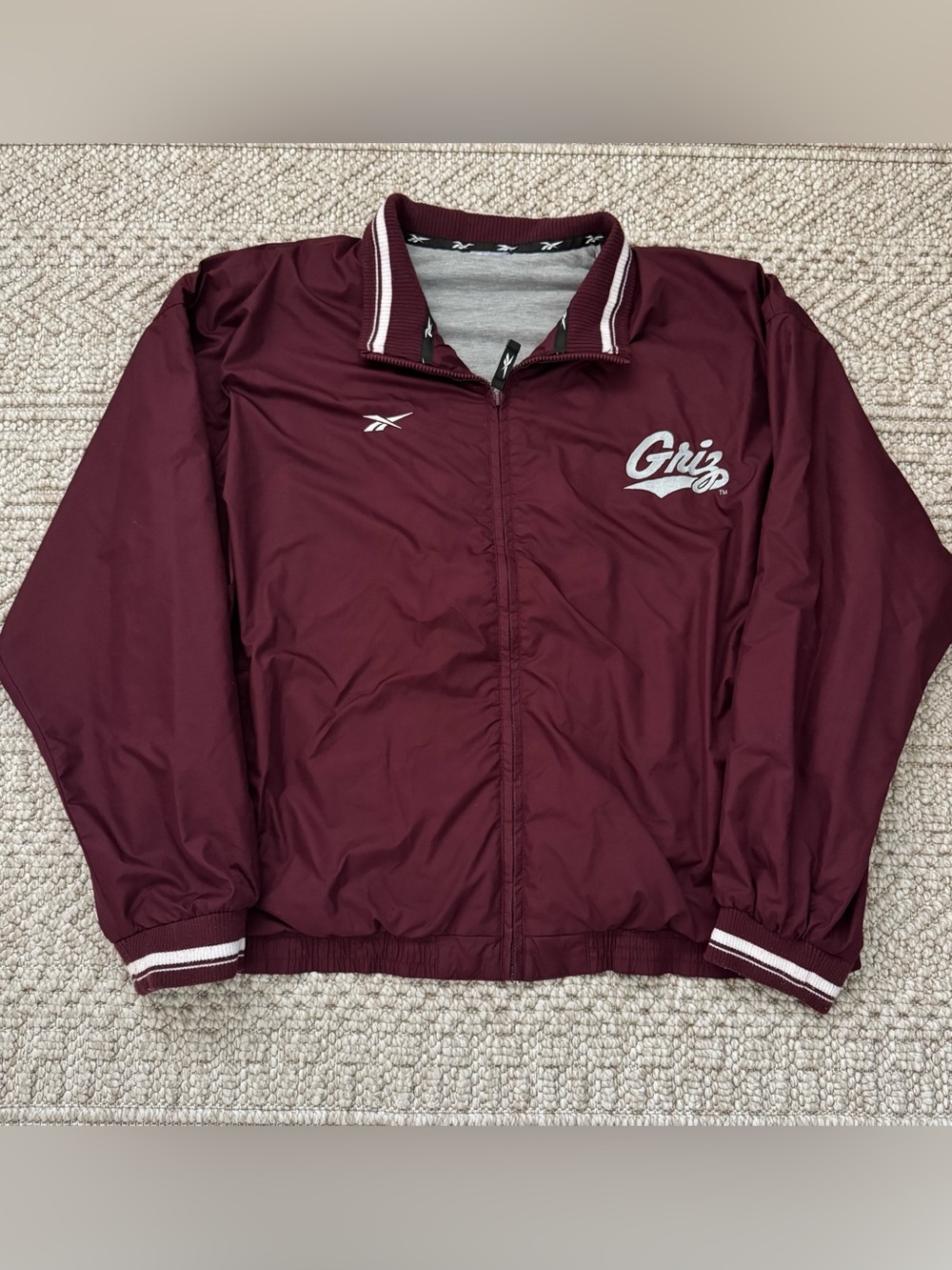 Vintage Reebok Maroon Griz Athletic Windbreaker Jacket